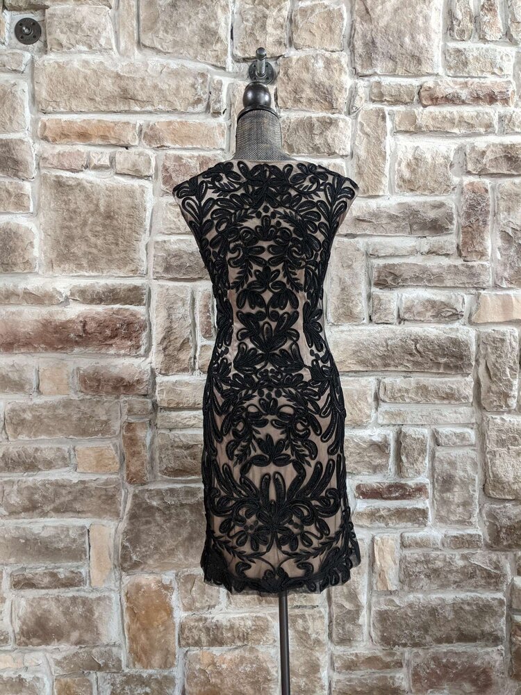Sue Wong Black Illusion with Lace Detail, Size 4
