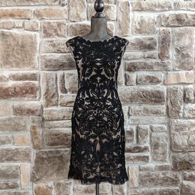 Sue Wong Black Illusion with Lace Detail, Size 4