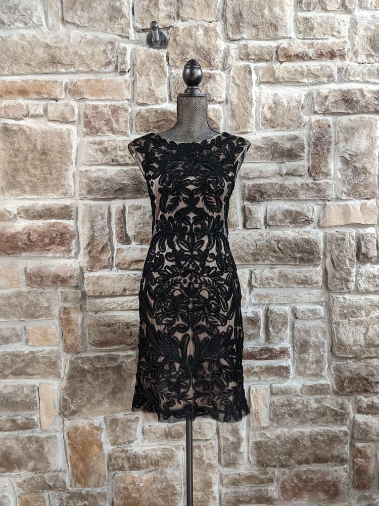 Sue Wong Black Illusion with Lace Detail, Size 4