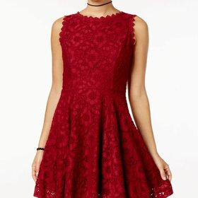 City Studio Burgundy Lace Sleeveless Dress, Size 3