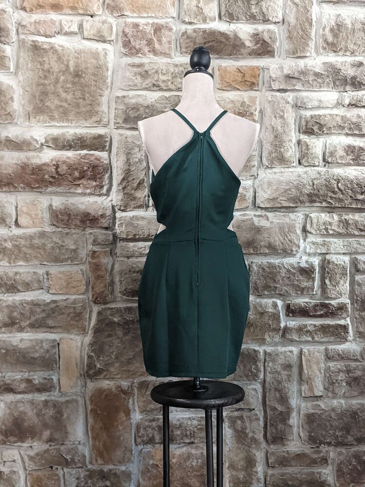 Speechless Hunter Green Cutout Dress