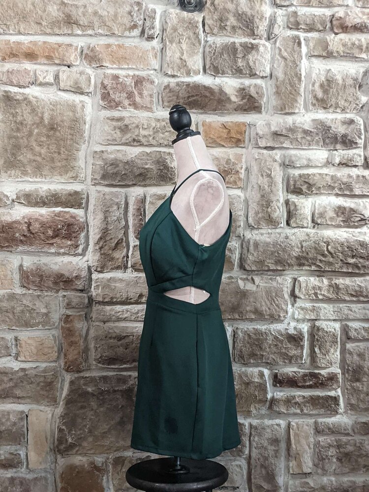 Speechless Hunter Green Cutout Dress