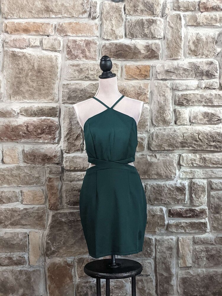 Speechless Hunter Green Cutout Dress