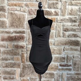 B Darlin Black Keyhole Dress With Rouched Sides, Size 3/4
