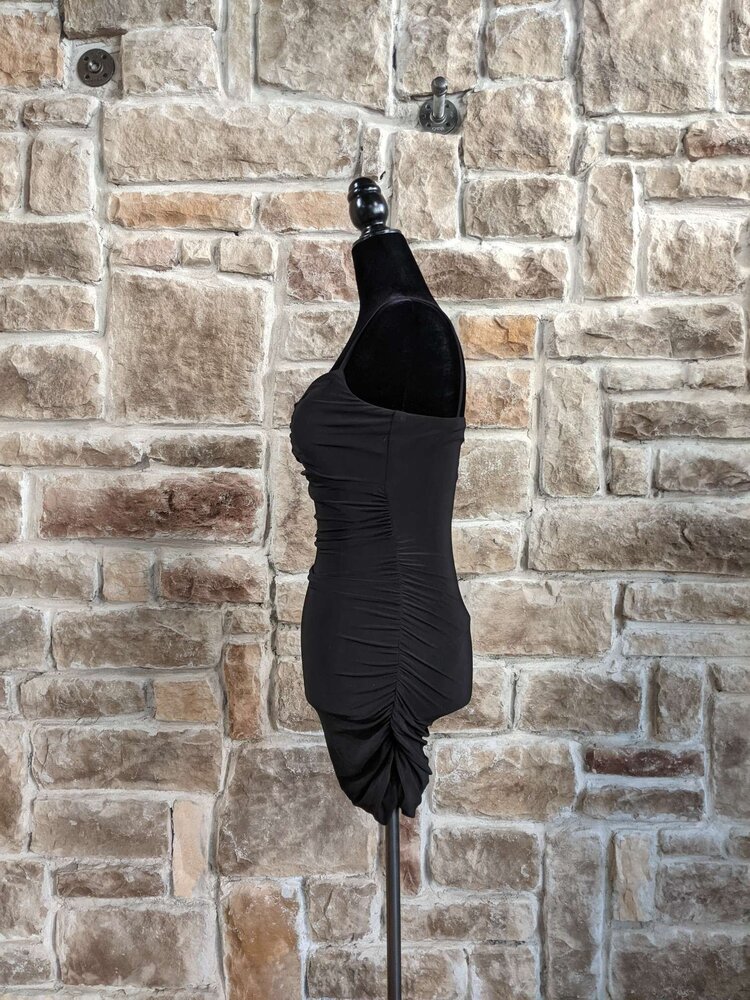 B Darlin Black Keyhole Dress With Rouched Sides, Size 3/4