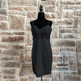Crystal Doll Black Corset Dress With Sheer Panel, Size L
