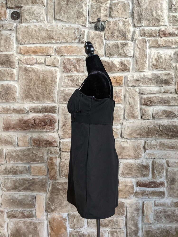 Crystal Doll Black Corset Dress With Sheer Panel, Size L