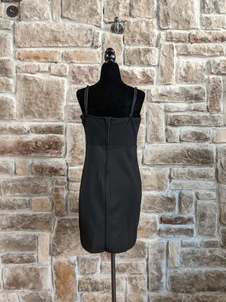 Crystal Doll Black Corset Dress With Sheer Panel, Size L