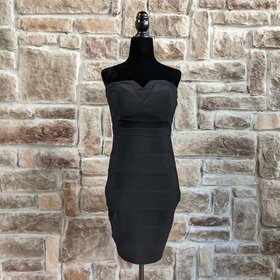 Emerald Sundae Black Strapless Dress With Sheer Panel, Size M