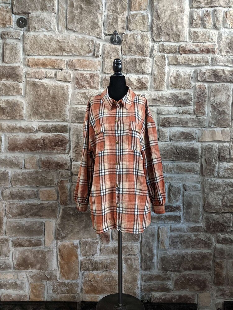 Rust Plaid Shacket - Long Story Short