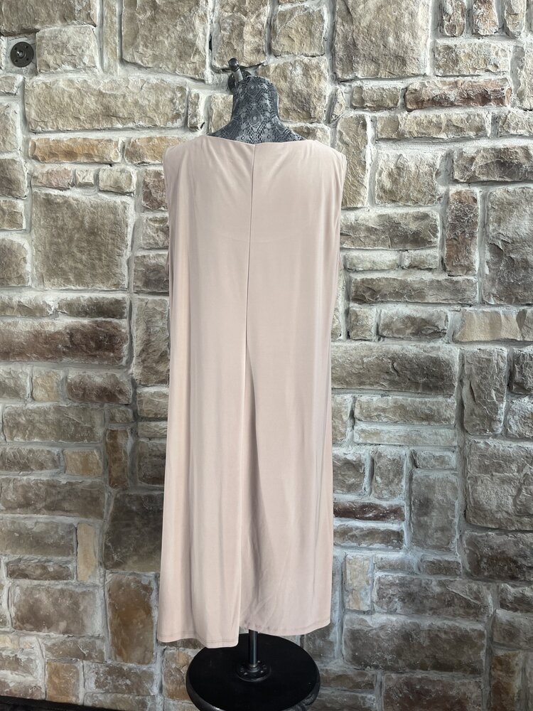 R & M Richards Taupe Dress with Matching Bell Sleeved Jacket, Size 16W