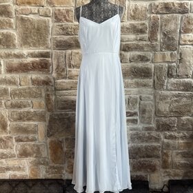 After Six Blue Mist Chiffon Dress with Tie Back, Size 16