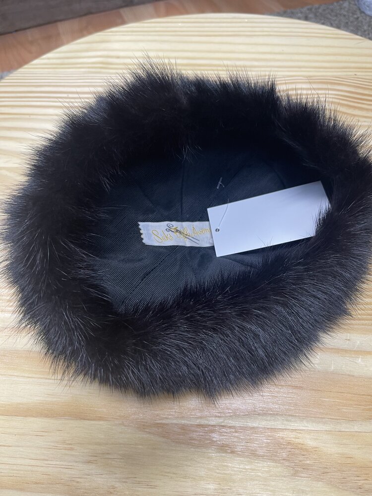 Saks Fifth Avenue Black Mink Beret