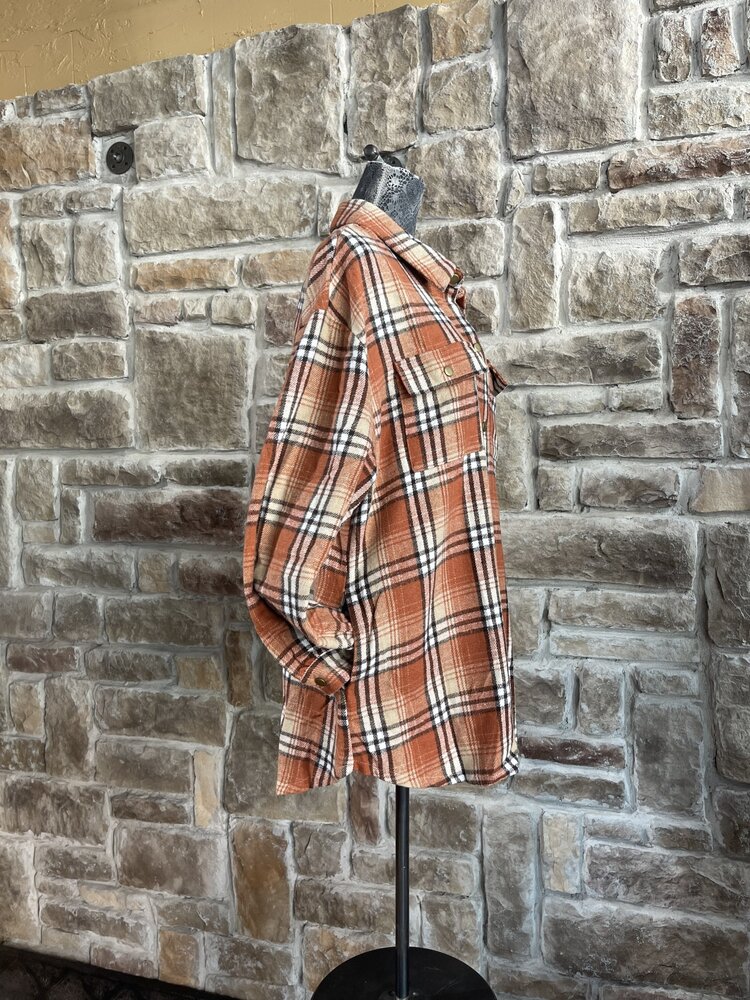 Rust Plaid Shacket - Long Story Short