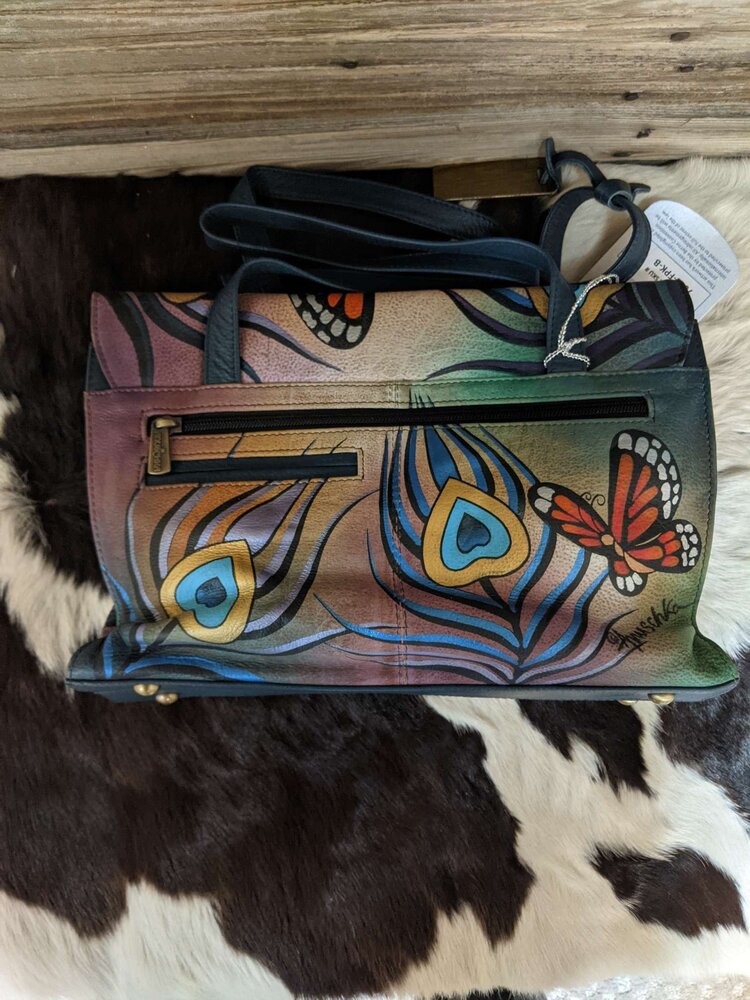 Anuschka Blue Butterfly Anuschka Hand Painted Leather Bag