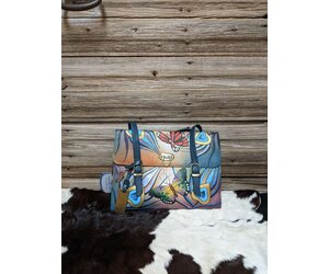 Anuschka Hand-Painted Genuine Leather Bucket Backpack Purse Blue Butterfly Bag Anuschka Women main image 2