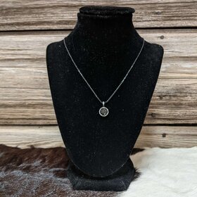Black Crystal Round Solitaire Necklace