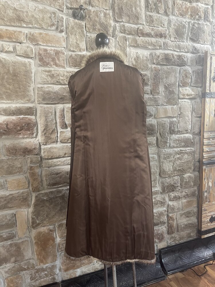 Furs By Truesdell Natural Muskrat Coat with Raccoon Collar and Cuffs, Size S