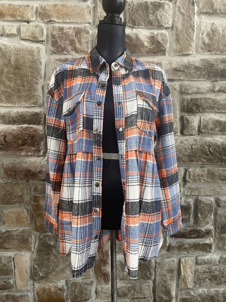 Orange and Blue Plaid Shacket - I Am Not A Handful