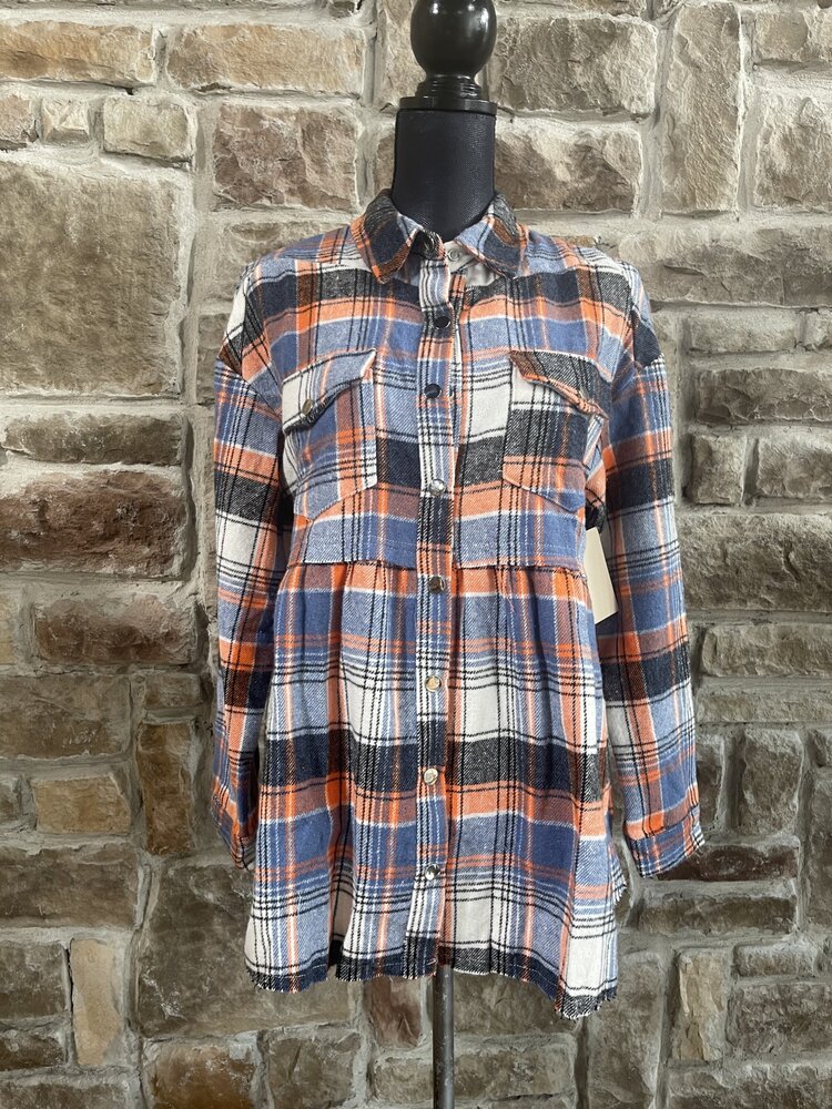 Orange and Blue Plaid Shacket - I Am Not A Handful