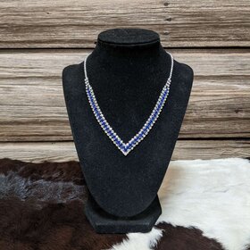 Silver with Blue Rhinestone Valentina Necklace