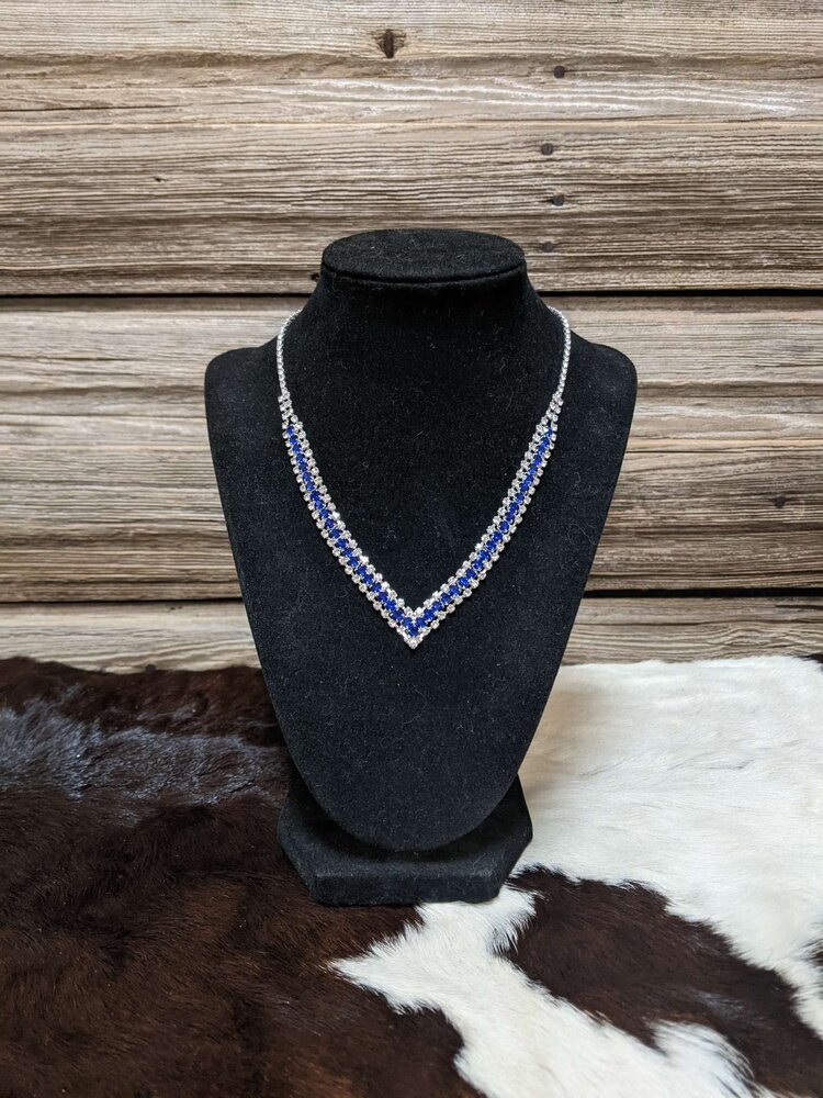 Silver with Blue Rhinestone Valentina Necklace