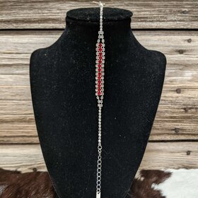 Silver with Red Rhinestone Valentina Bracelet