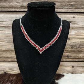 Silver with Red Rhinestone Valentina Necklace