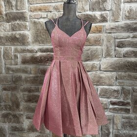 Royal Queen Coral Diamond Back Shimmer Dress