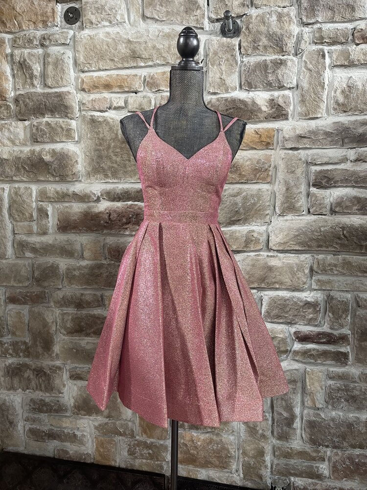 Royal Queen Coral Diamond Back Shimmer Dress