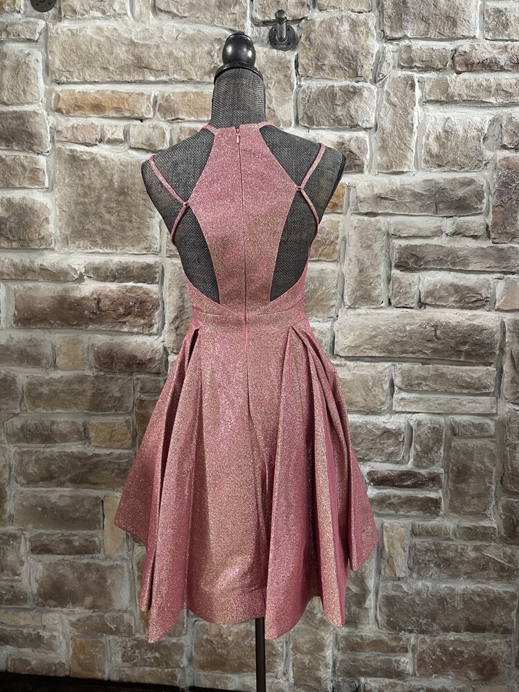 Royal Queen Coral Diamond Back Shimmer Dress