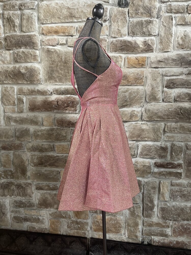 Royal Queen Coral Diamond Back Shimmer Dress