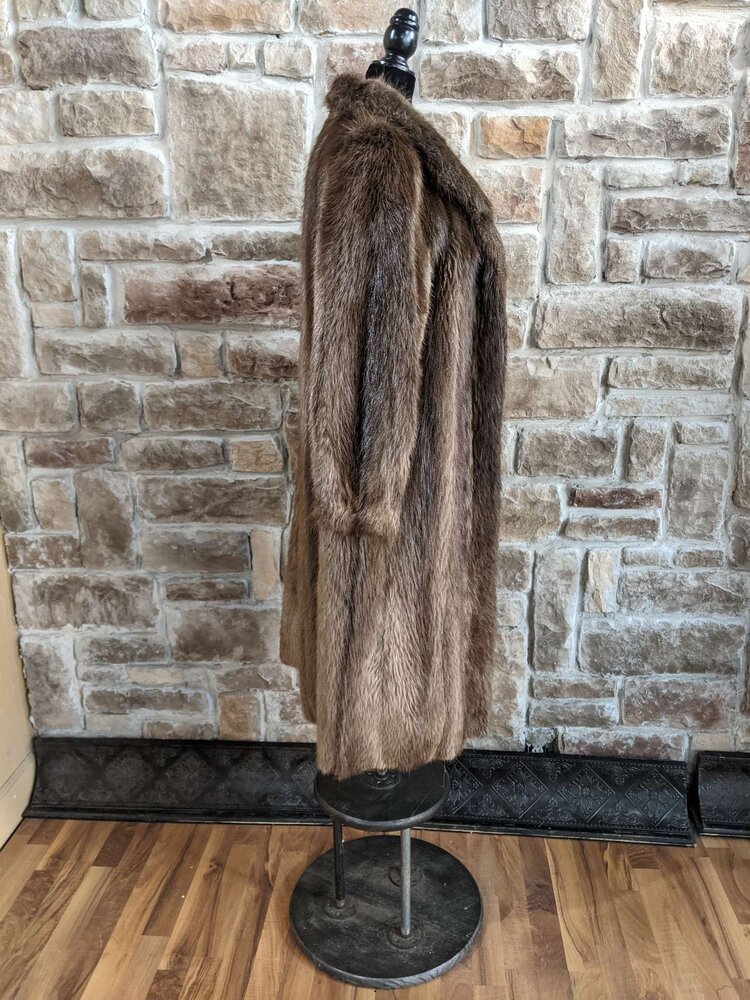 Brown Natural Beaver Coat, Size M/L