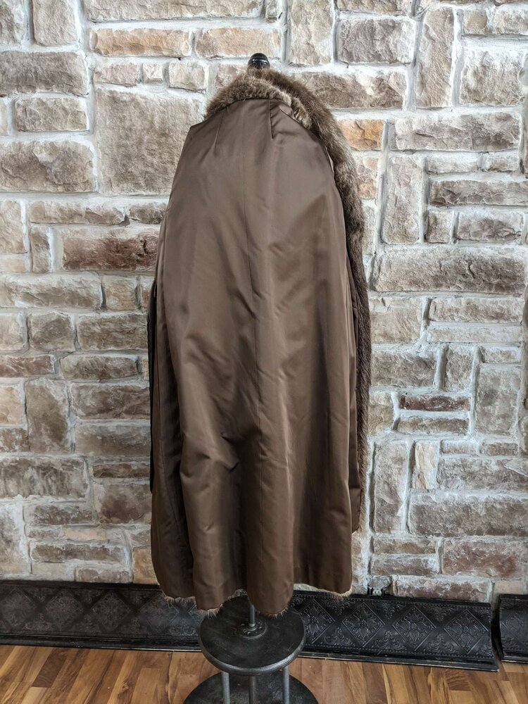 Brown Natural Beaver Coat, Size M/L