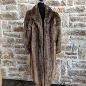 Brown Natural Beaver Coat, Size M/L