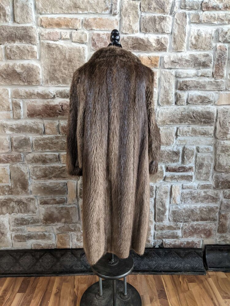 Brown Natural Beaver Coat, Size M/L