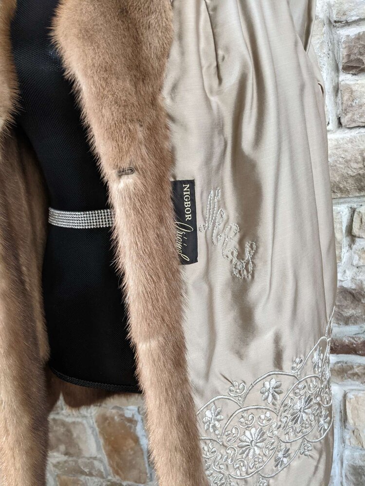 Autumn Haze Mink Stroller With Statement Scalloped Collar, Size L