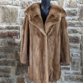 Autumn Haze Mink Stroller With Statement Scalloped Collar, Size L