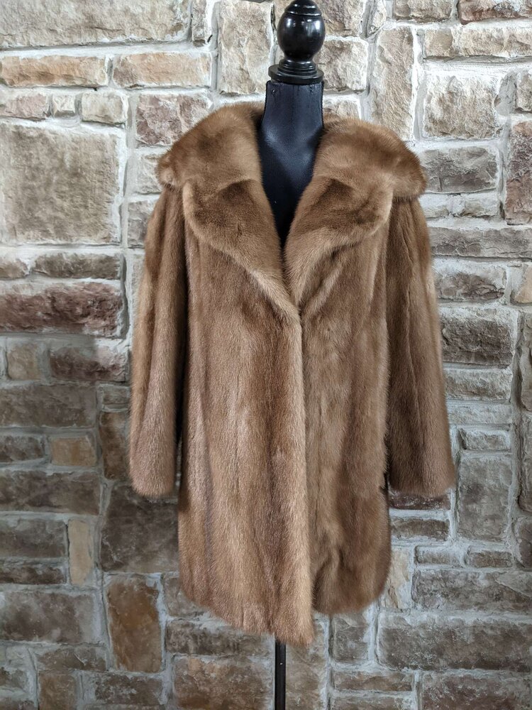 Autumn Haze Mink Stroller With Statement Scalloped Collar, Size L