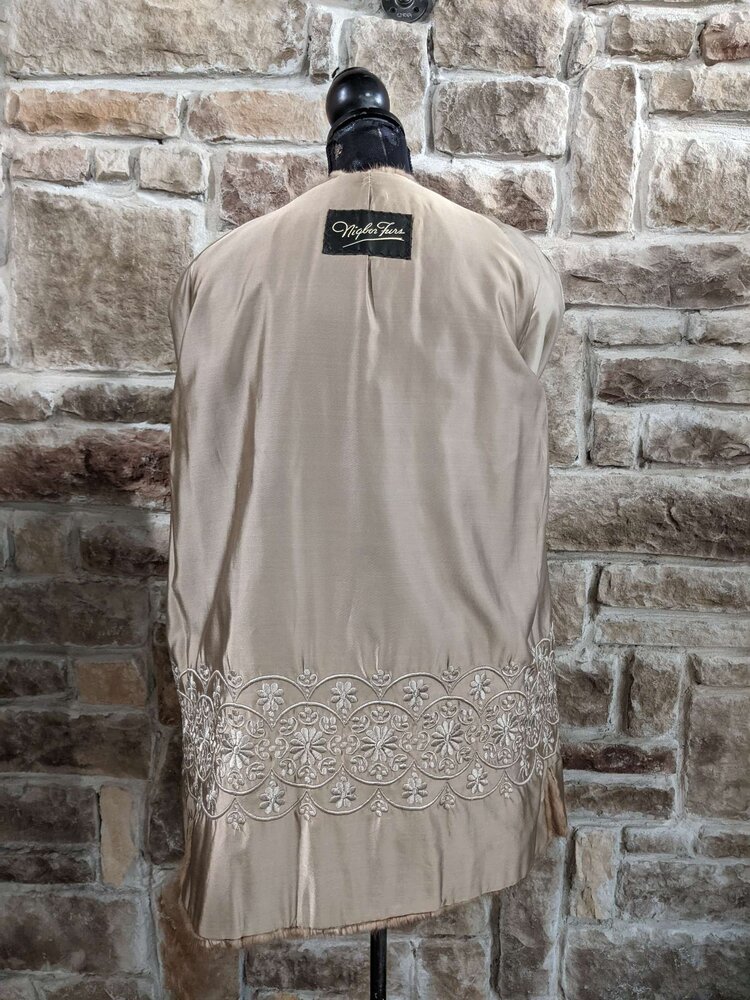 Autumn Haze Mink Stroller With Statement Scalloped Collar, Size L