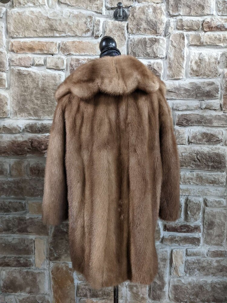 Autumn Haze Mink Stroller With Statement Scalloped Collar, Size L