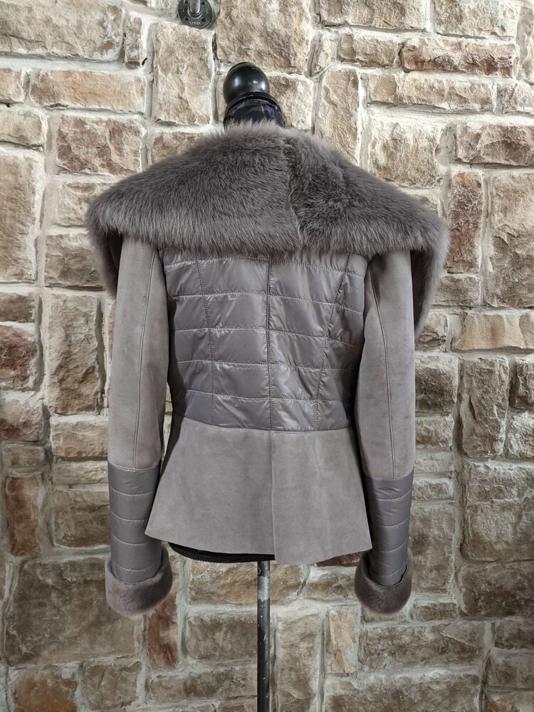 Gray Shearling Short Jacket, Size M