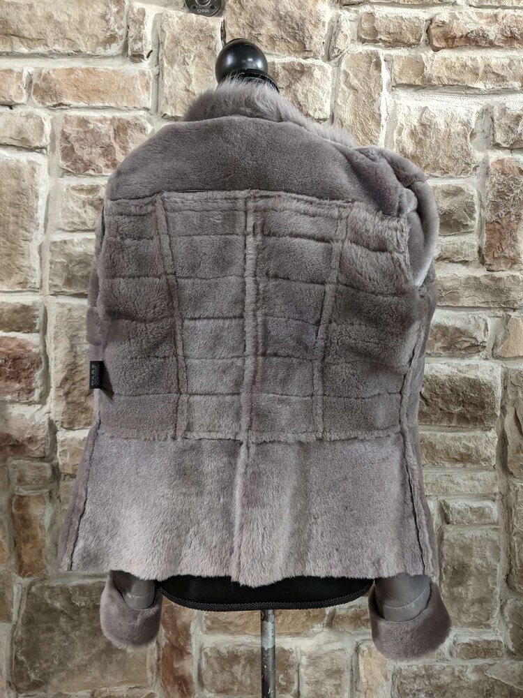 Gray Shearling Short Jacket, Size M