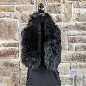 Black Knitted Fox Scarf, 44"