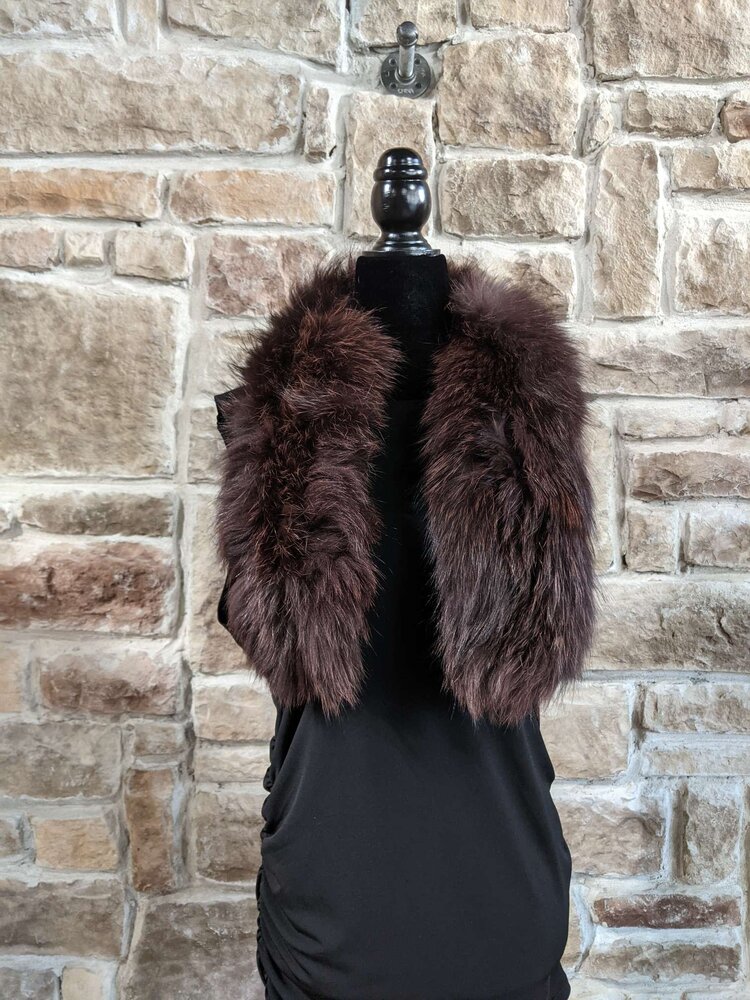 Brown Knitted Fox Scarf, 44"