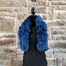 Blue Dyed Knitted Fox Scarf, 44"