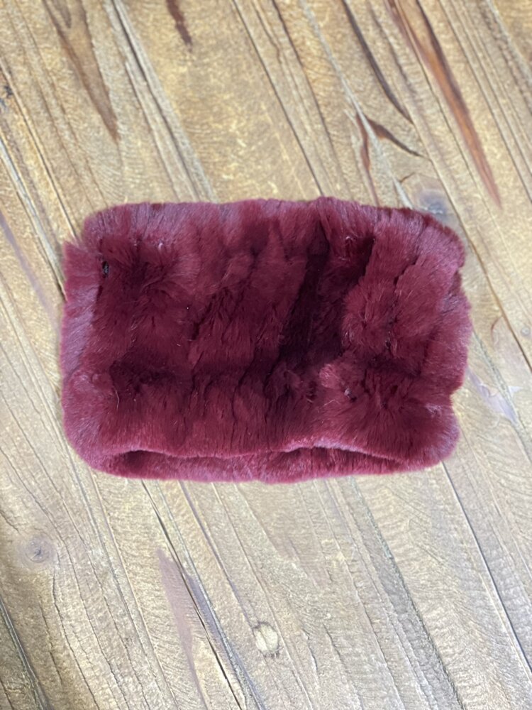 Burgundy Knitted Rabbit Headband