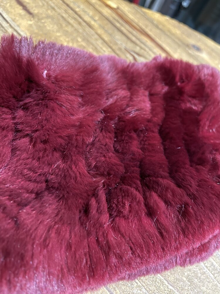 Burgundy Knitted Rabbit Headband