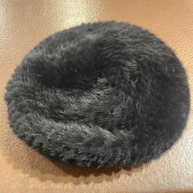 Black Knitted Mink Beret, O/S