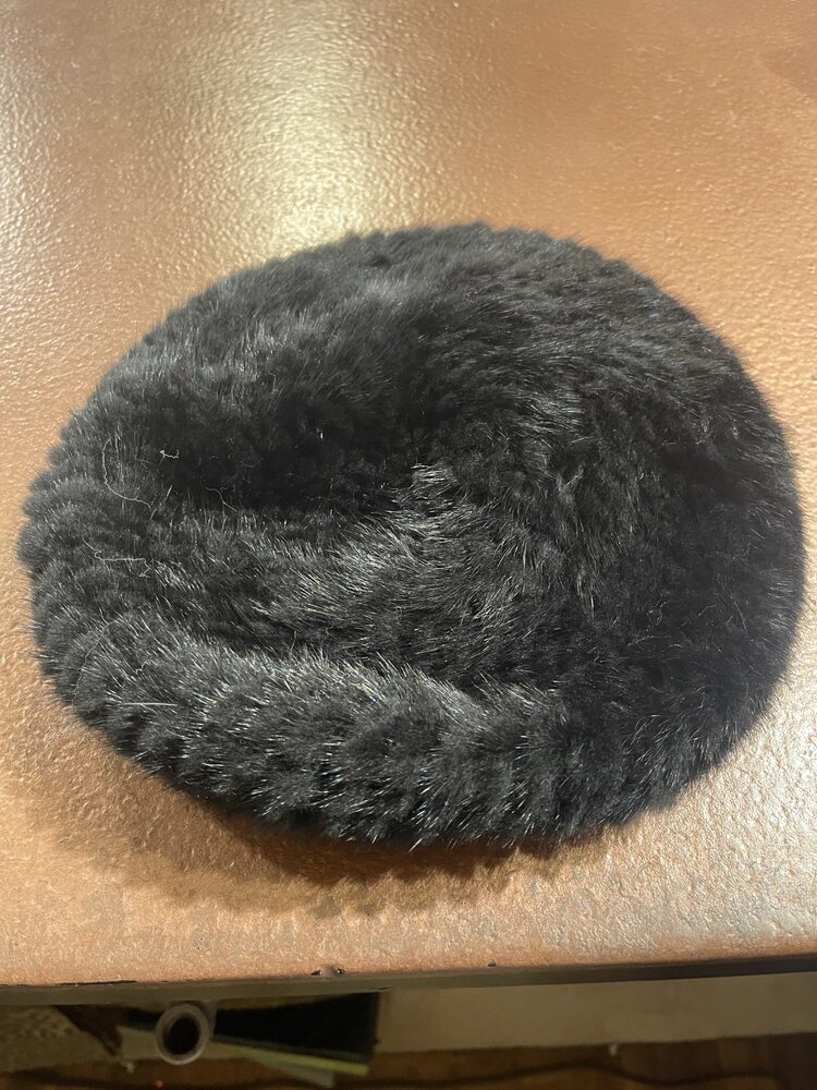 Black Knitted Mink Beret, O/S